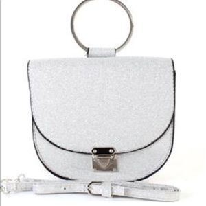 White Glitter Purse with Silver handle